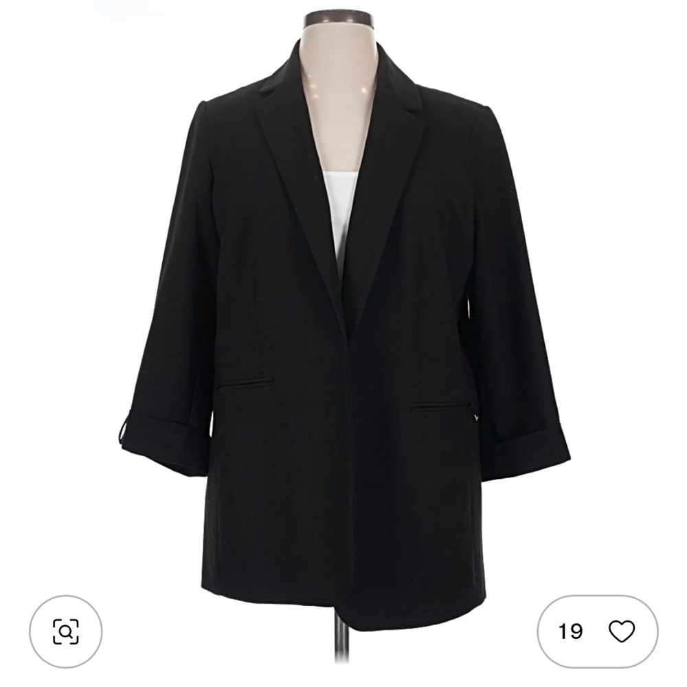 CALVIN KLEIN Size 22W Classic Black Women's Topper Notched Collar Blazer Jacket
